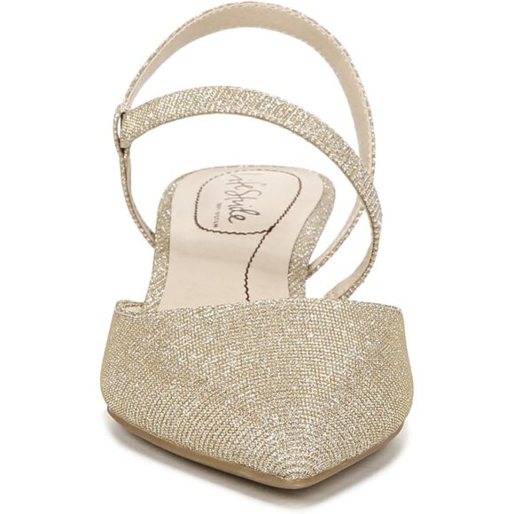 LifeStride Womens Gold Shimmer Patent Polyurethane Pointed Closed Toe Pump - Picture 2 of 9